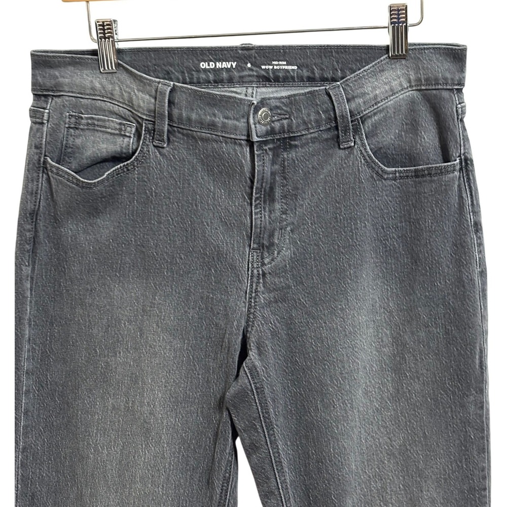 Old Navy Wow Boyfriend Jeans Womens 6 Mid Rise Washed Black Straight Leg Stretch - Picture 7 of 10